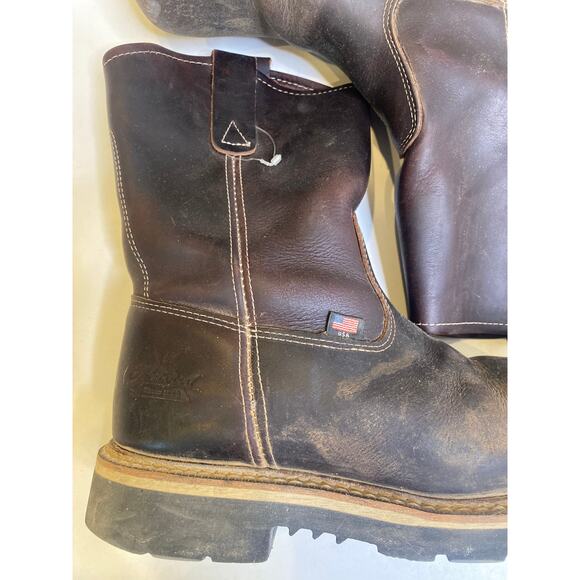 Thorogood Men’s Brown Steel Toed Wellington Pull On 10”Work Boots Sz 8D USA - Picture 2 of 12